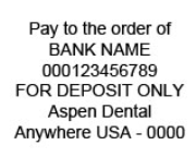 42A3068-FDO - Aspen Dental SI Stamp - For Deposit Only